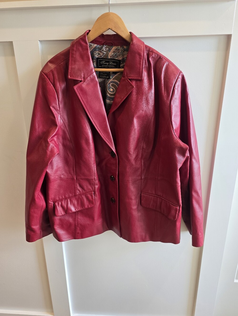 Vintage Jerry Lewis Red Leather Blazer Jacket, Size 2X